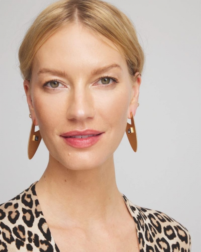 Chicos Gold Triangle Linear Earrings - GOLD