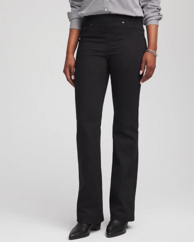 Chicos Pull-On Slim Bootcut Jeggings - BLACK