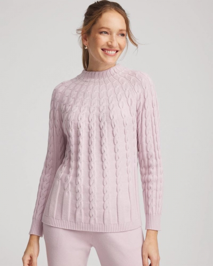 Chicos Zenergy® Luxe Cable Sweater - LILAC SMOKE
