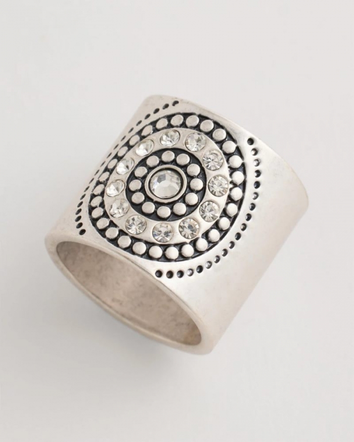 Chicos Medallion Motif Scarf Ring - SILVER