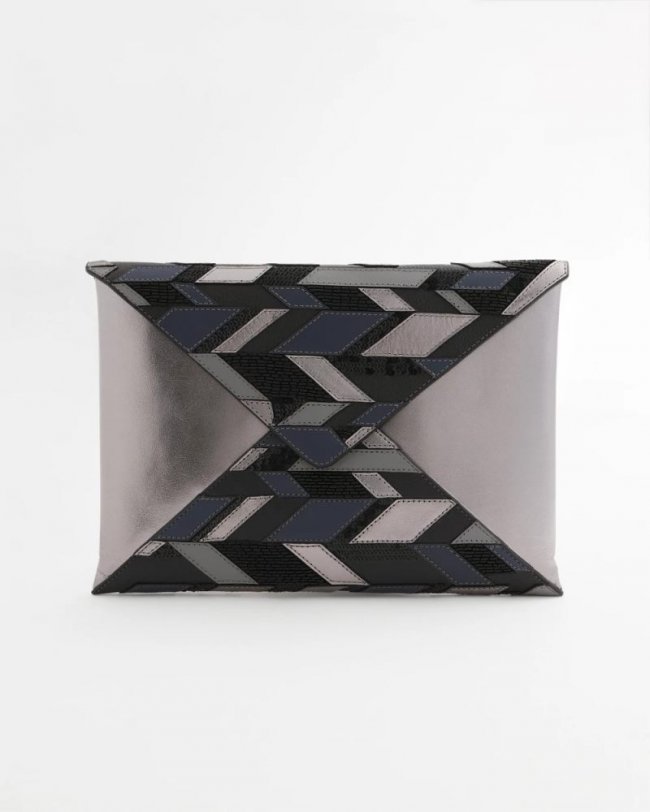 Chicos Embellished Envelope Clutch - METALLIC