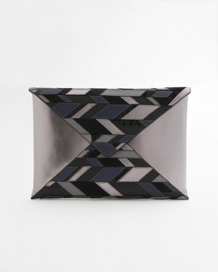 Chicos Embellished Envelope Clutch - METALLIC