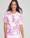 Chicos Tropical Floral Pima Crewneck Tee - ALABASTER Chicos Tropical Floral Pima Crewneck Tee - ALABASTER