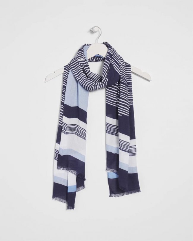 Chicos Printed Woven Oblong Scarf - PASSPORT BLUE Chicos Printed Woven Oblong Scarf - PASSPORT BLUE
