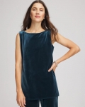 Chicos Travelers™ Velvet Side-Slit Tank - TEAL SHADOW
