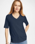 Chicos Cotton Slub V-Neck Tee - PASSPORT BLUE