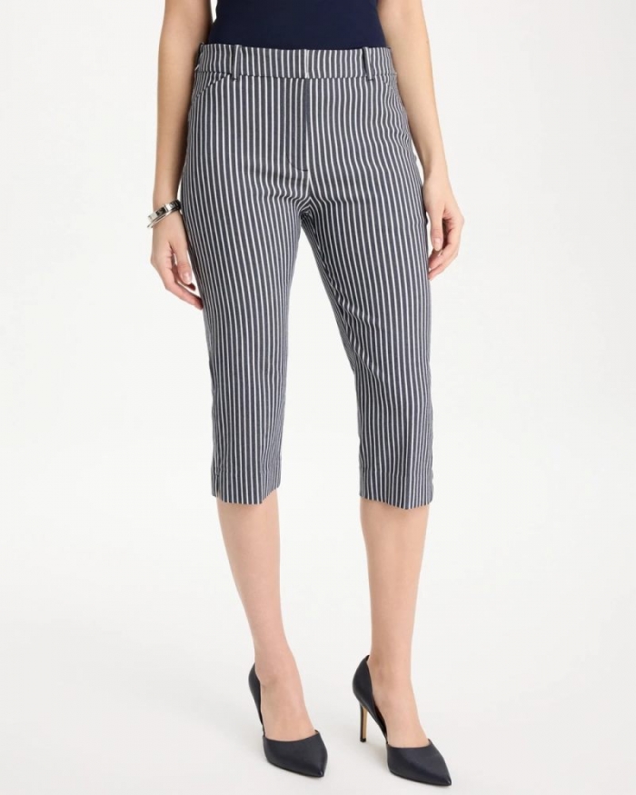 Chicos Emme Slim Striped Capri Pants - INDIGO