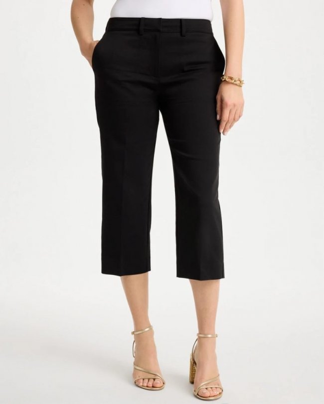 Chicos Emme Sateen Straight Capri Pants - BLACK