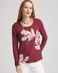 Chicos Touch of Cool™ Gathered Sleeve Floral Print Tee