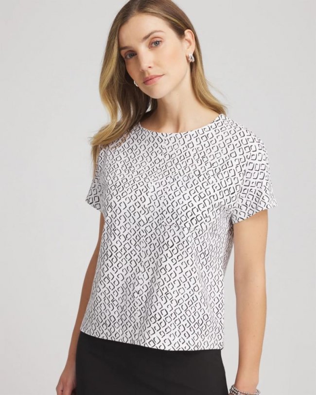 Chicos Zenergy® UPF Geo-Print Dolman Top - BLACK Chicos Zenergy® UPF Geo-Print Dolman Top - BLACK