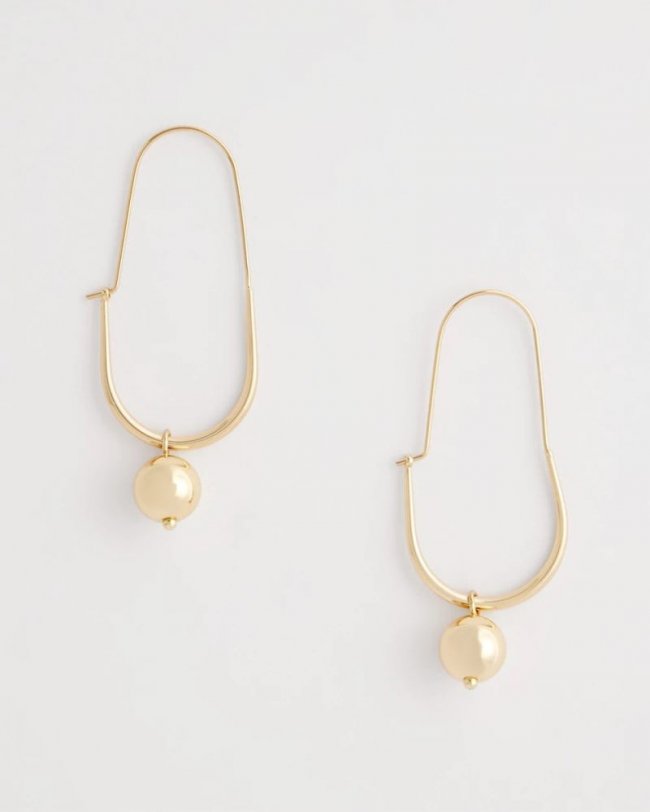 Chicos Gold Bead Threader Earrings - GOLD