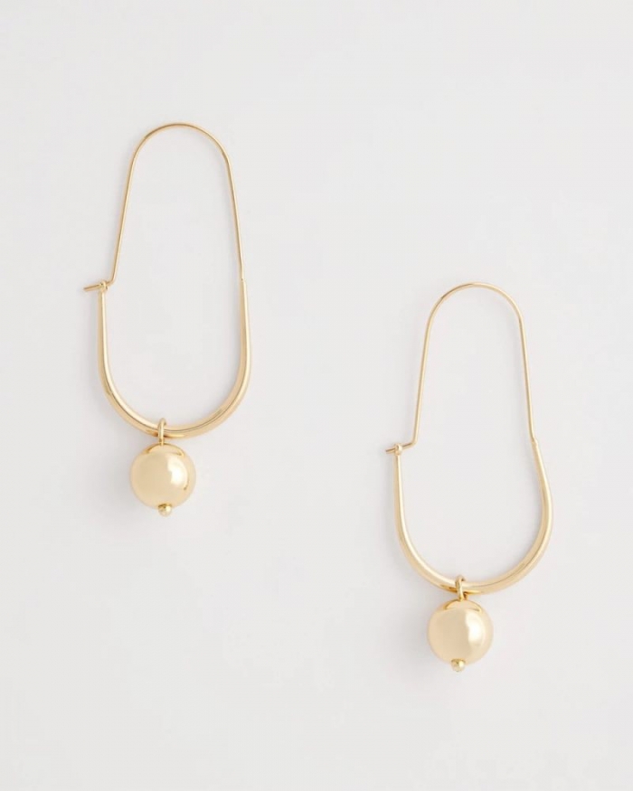 Chicos Gold Bead Threader Earrings - GOLD