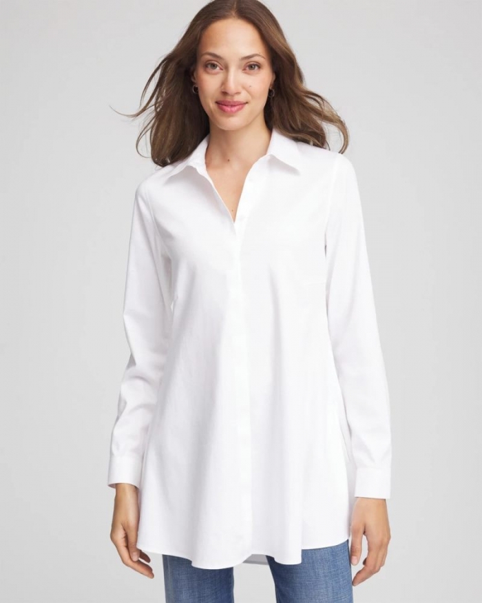 Chicos No Iron Pocketed Tunic - OPTIC WHITE