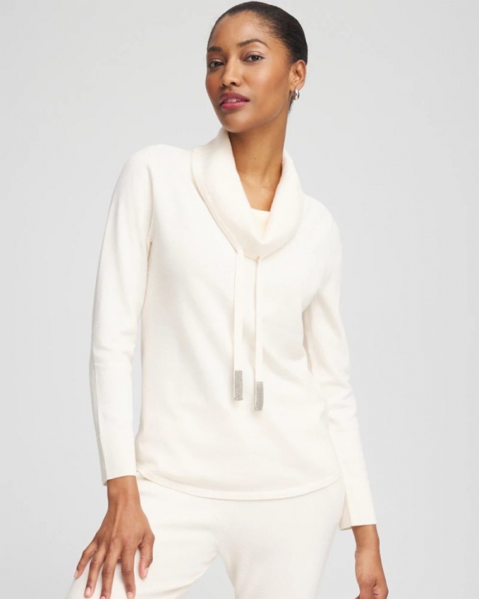 Chicos Zenergy Luxe® Cashmere Blend Cowl Sweater - ENGLISH CREAM