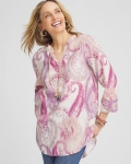 Chicos No Iron Multi Paisley Linen Tunic - FRENCH BLUSH Chicos No Iron Multi Paisley Linen Tunic - FRENCH BLUSH