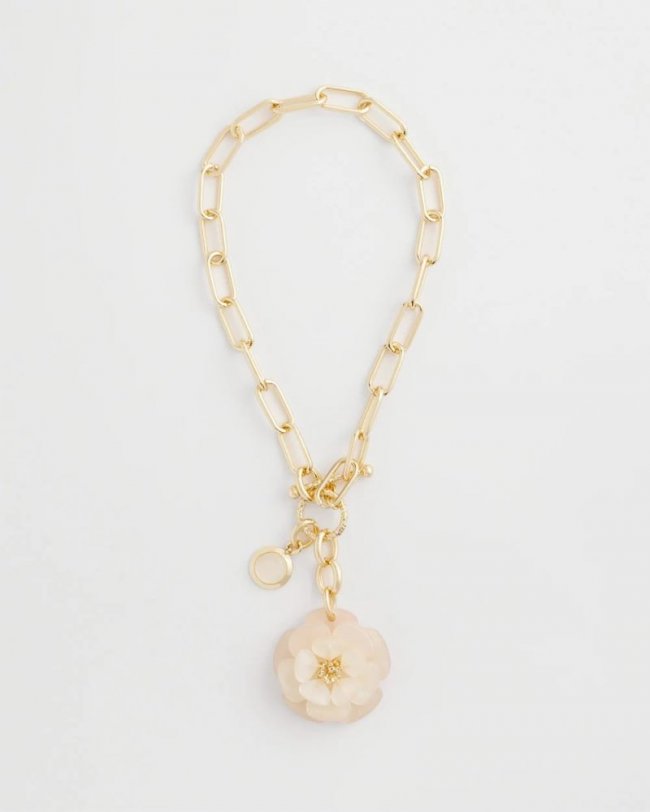 Chicos Neutral Flower Pendant Necklace - NEUTRAL