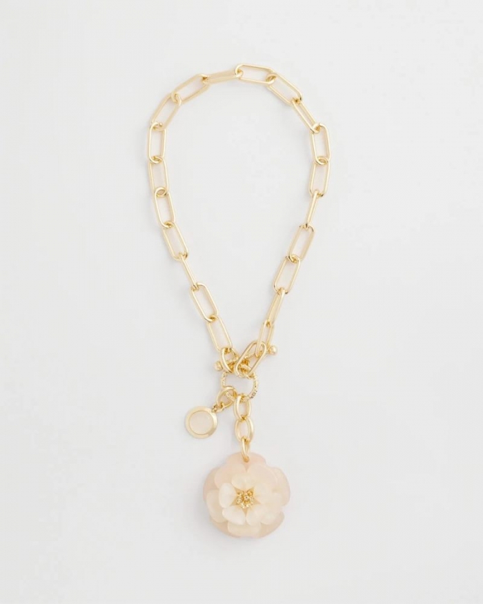 Chicos Neutral Flower Pendant Necklace - NEUTRAL