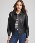 Chicos Faux Leather Zip-Front Jacket - BLACK Chicos Faux Leather Zip-Front Jacket - BLACK