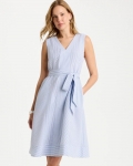 Chicos Seersucker V-Neck Sleeveless Dress - LIGHT BLUE Chicos Seersucker V-Neck Sleeveless Dress - LIGHT BLUE