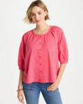 Chicos Cotton Voile Blouse - CALYPSO CORAL