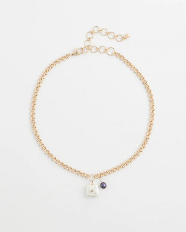Chicos Freshwater Pearl Pendant Necklace - GOLD