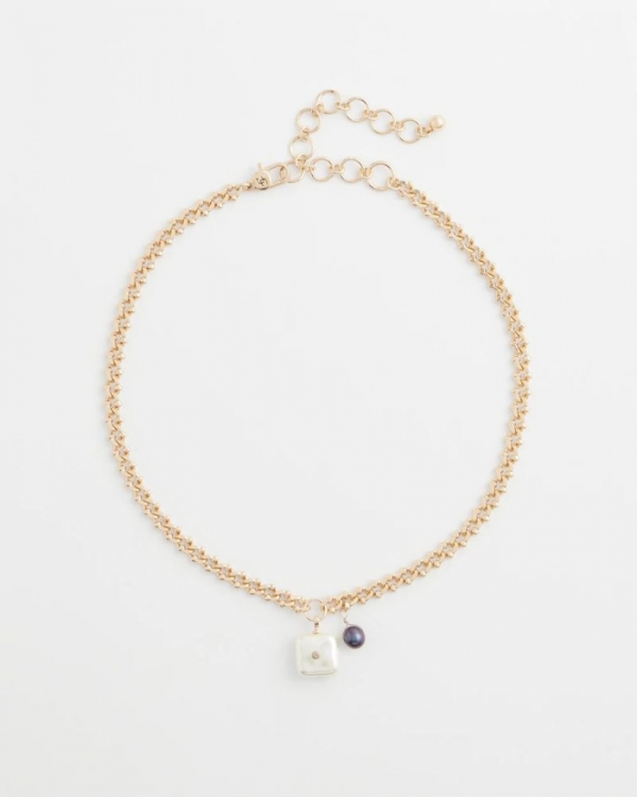 Chicos Freshwater Pearl Pendant Necklace - GOLD