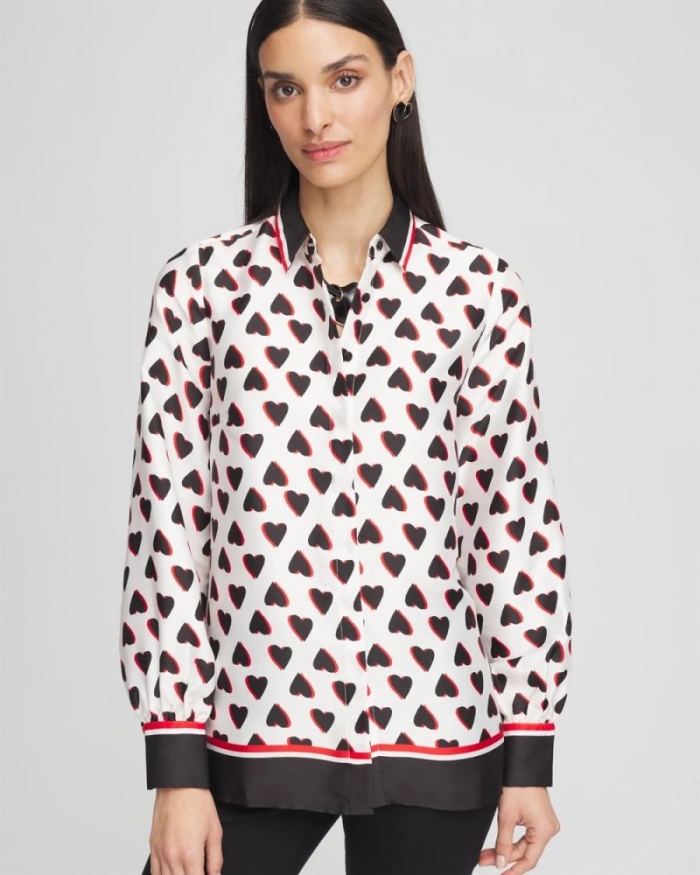Chicos Classic Valentine's Day Blouse - BLACK