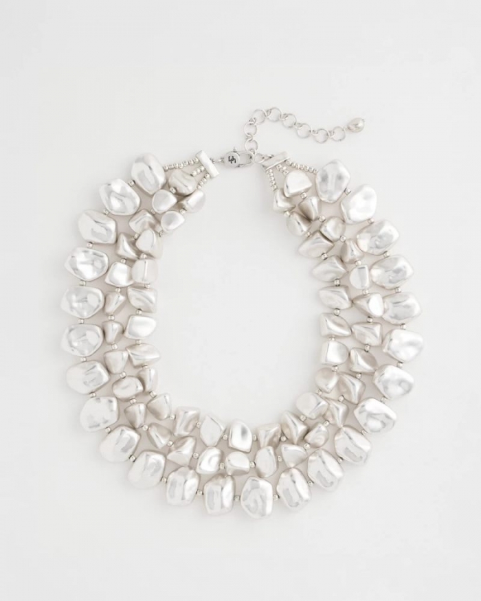 Chicos Chunky Silver Multi-Strand Necklace - SILVER