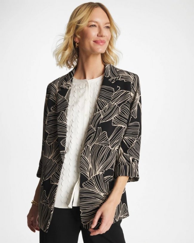 Chicos Ginkgo Crepe Blazer - BLACK