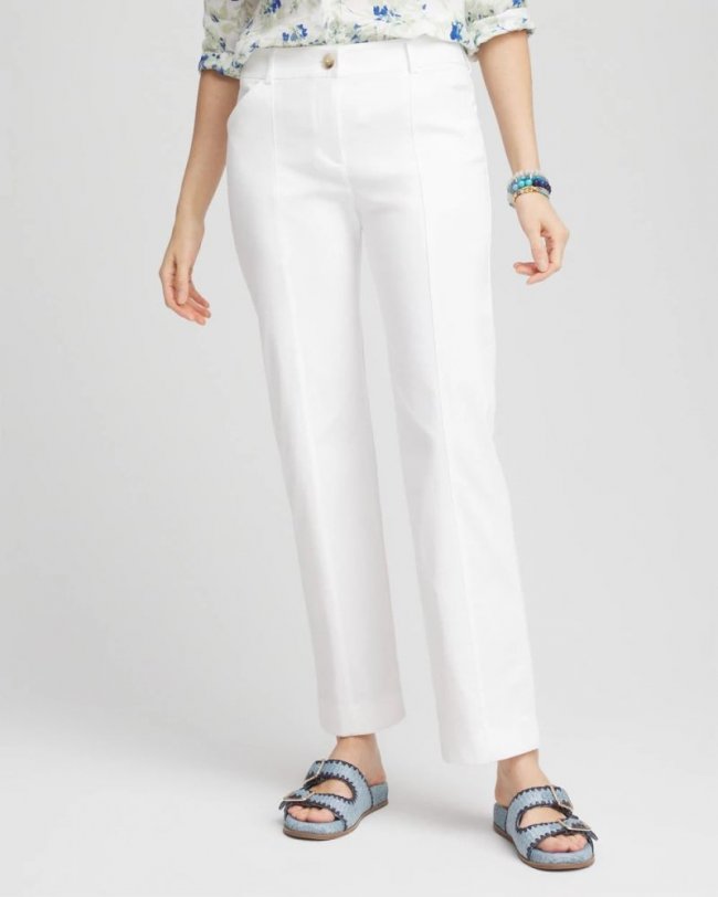 Chicos Emme Straight Ankle Pants - ALABASTER