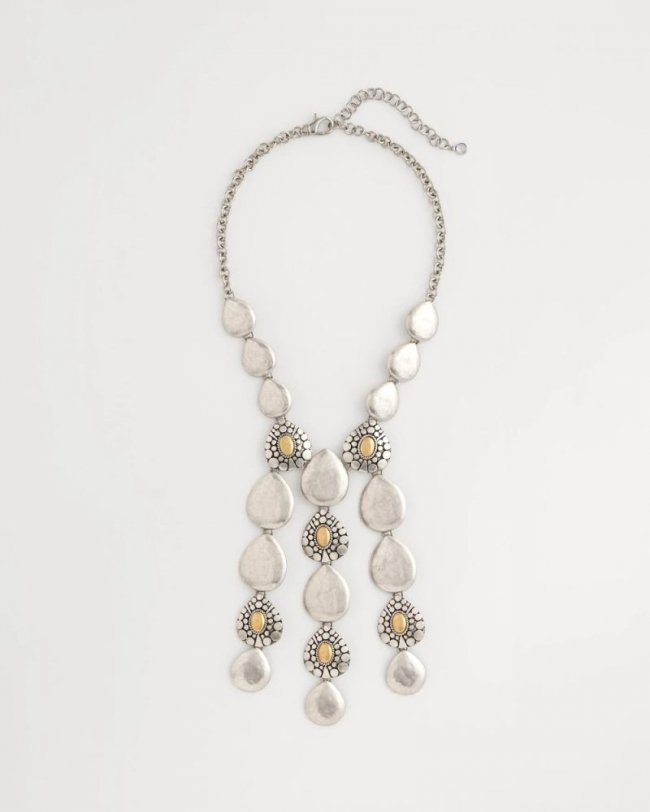 Chicos Island Metal Linear Necklace - MIXED METALS