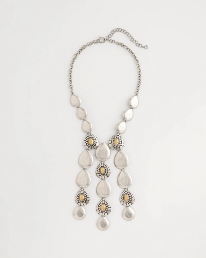 Chicos Island Metal Linear Necklace - MIXED METALS