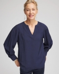 Chicos Woven Relaxed-Fit Shirt - PASSPORT BLUE
