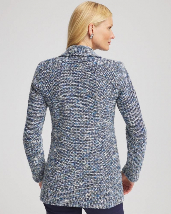 Chicos Tweed Double-Breasted Blazer - PASSPORT BLUE