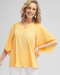 Chicos Satin Keyhole Neck Blouse - MANGO SORBET