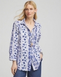 Chicos No Iron Star Print Linen Shirt - RICH COBALT Chicos No Iron Star Print Linen Shirt - RICH COBALT