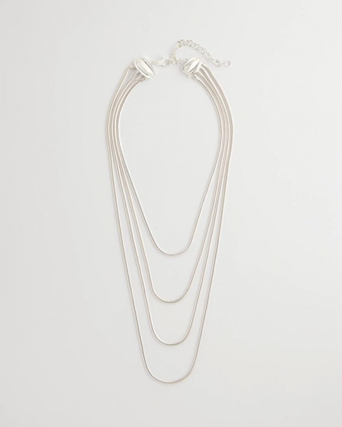 Chicos Multi-Layer Snake Chain Necklace - SILVER