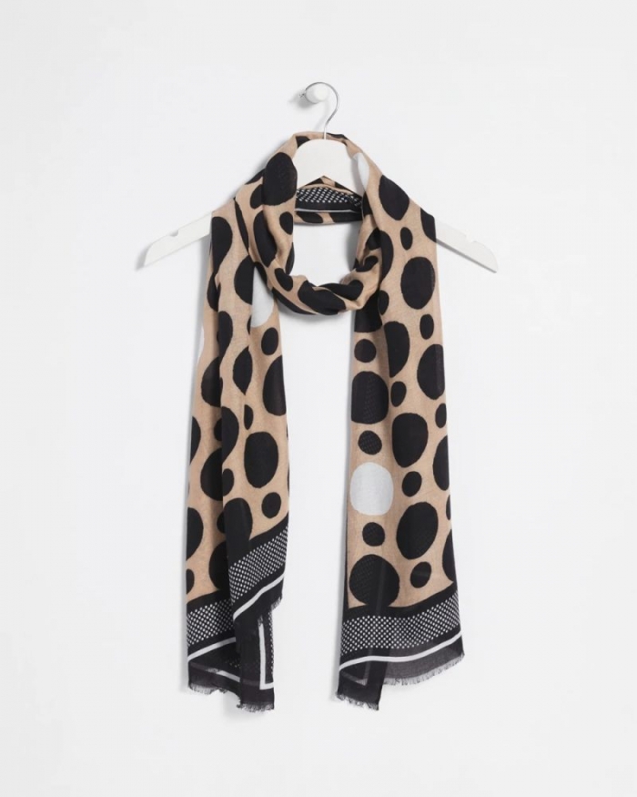 Chicos Global Dots Oblong Scarf - BLACK