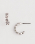 Chicos Silvertone Crystal Mini Hoop Earrings - SILVER Chicos Silvertone Crystal Mini Hoop Earrings - SILVER