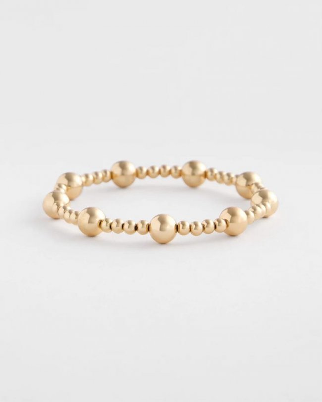 Chicos Gold-tone Medium Bead Stretch Bracelet - GOLD