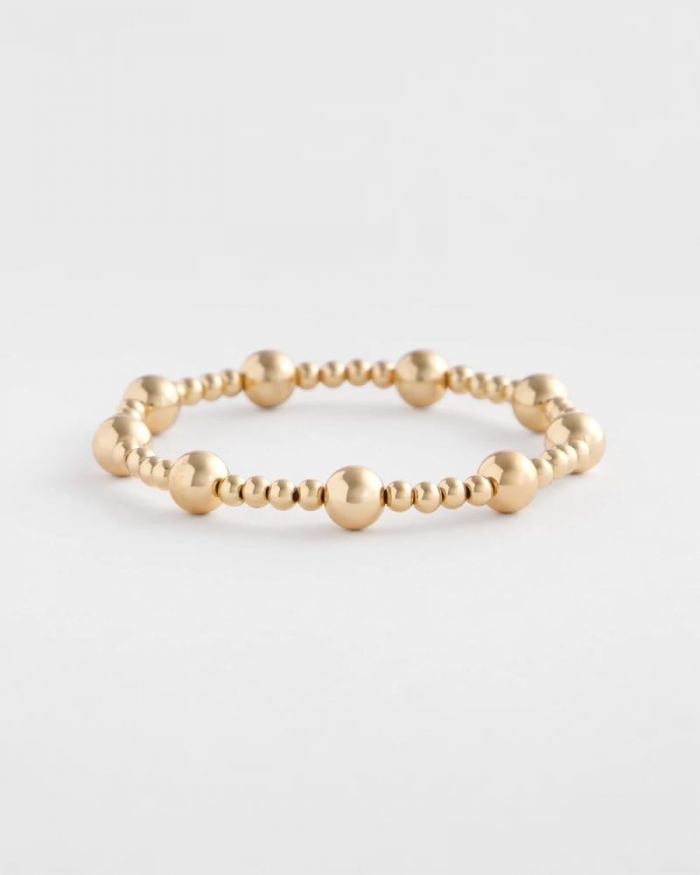 Chicos Gold-tone Medium Bead Stretch Bracelet - GOLD