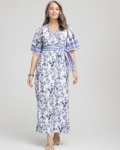 Chicos Surplice Matte Satin Maxi Dress - ALABASTER