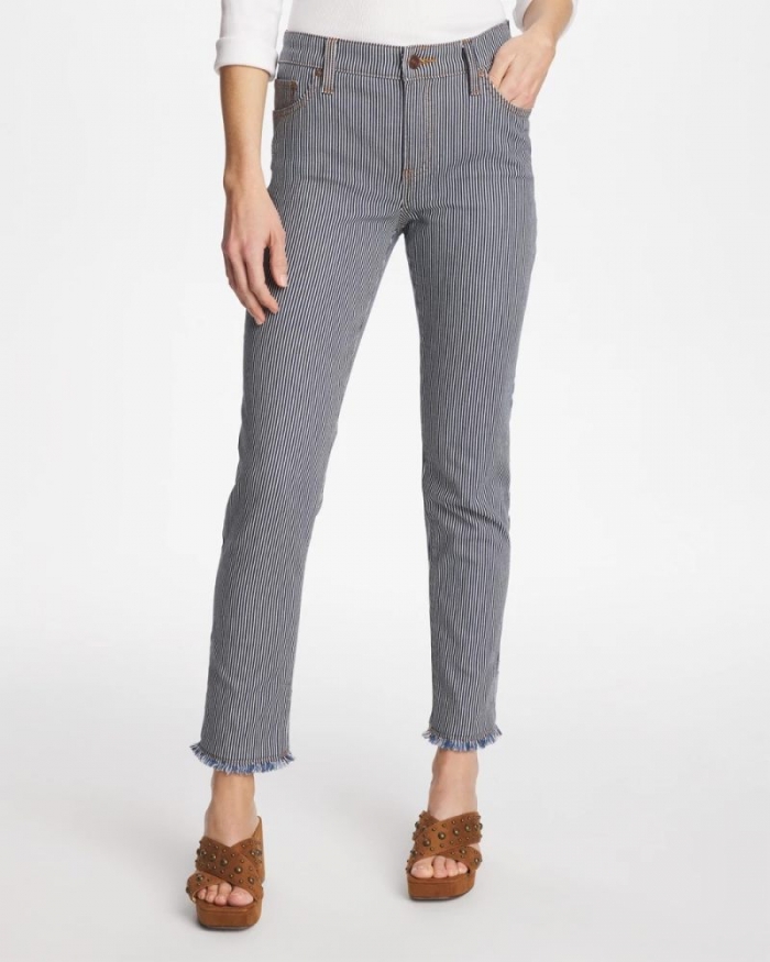 Chicos Pinnacle Stripe Girlfriend Ankle Jeans - DENIM