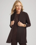 Chicos Travelers™ Classic Long Knit Jacket - COCOA BEAN