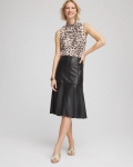 Chicos Faux Leather Seamed Skirt - BLACK Chicos Faux Leather Seamed Skirt - BLACK