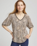 Chicos Leopard Braided Linen Top - ECRU Chicos Leopard Braided Linen Top - ECRU