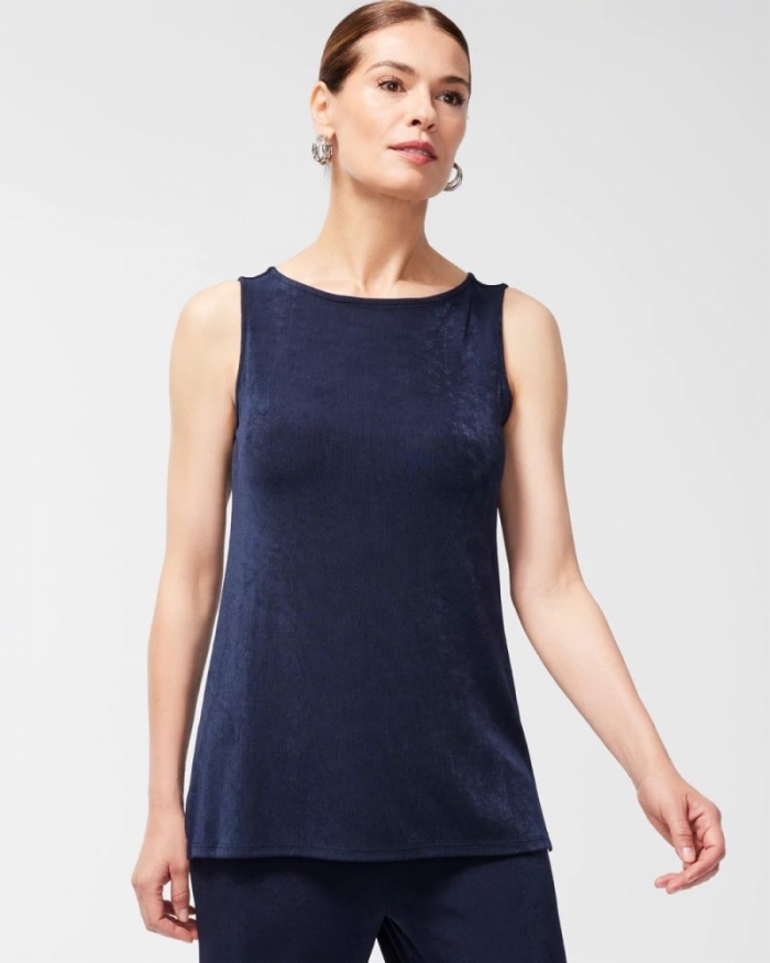 Chicos Travelers™ Classic Side-Slit Tank - TRAVELERS INDIA INK