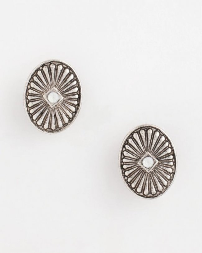 Chicos Medallion Clip-On Earrings - SILVER