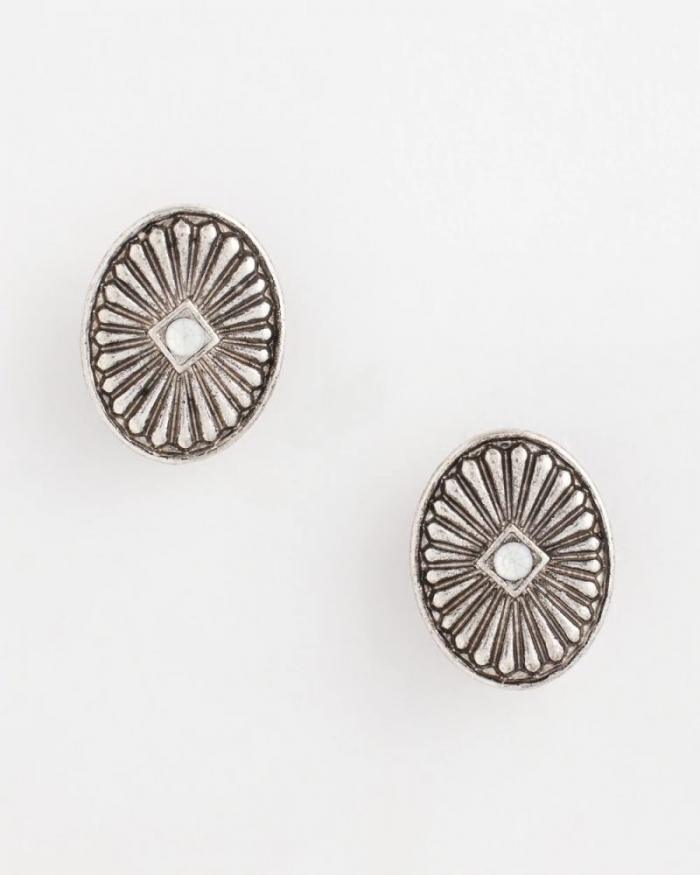 Chicos Medallion Clip-On Earrings - SILVER