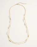Chicos Long Faux-Pearl and Goldtone Double-Strand Necklace - GOLD Chicos Long Faux-Pearl and Goldtone Double-Strand Necklace - GOLD